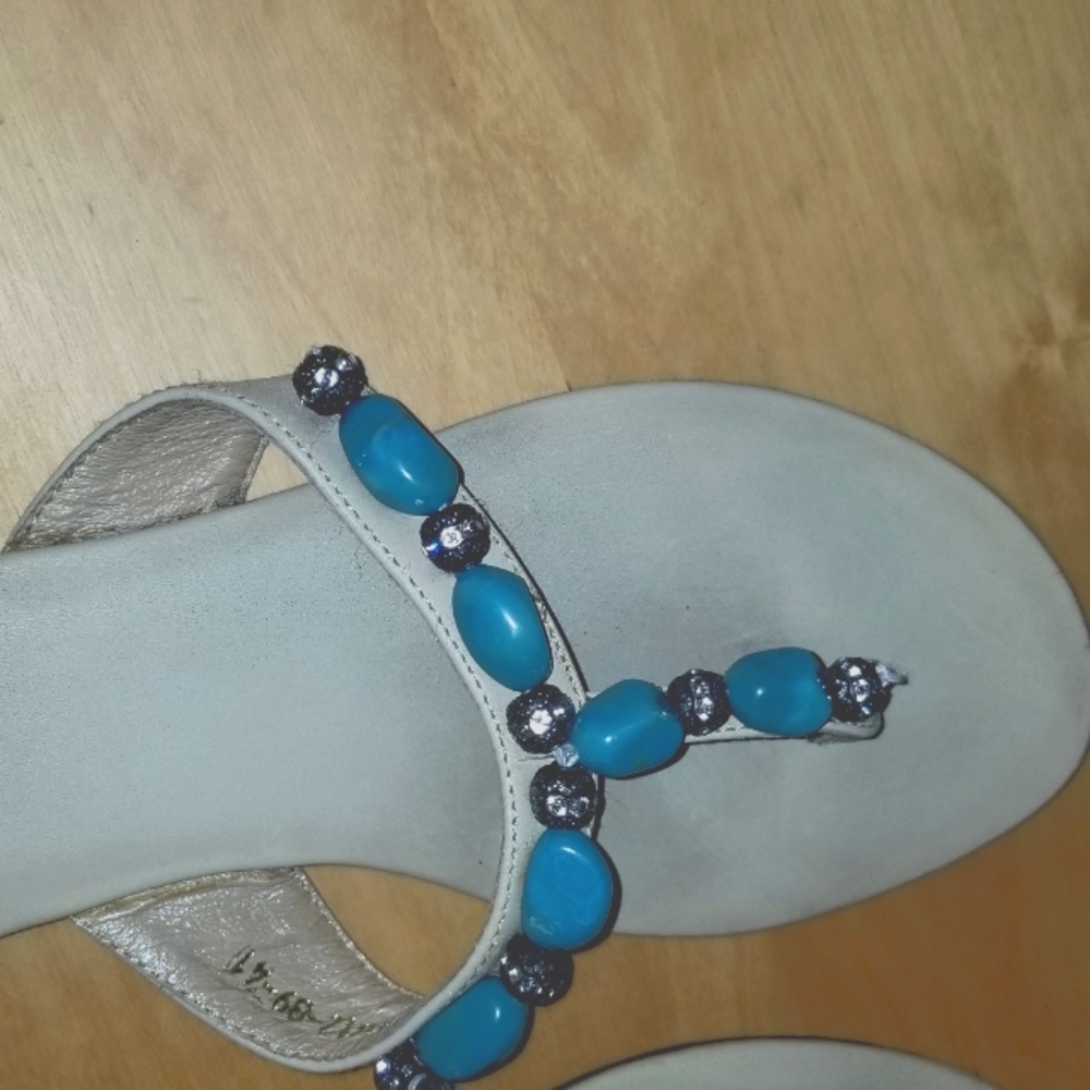 COCHNI ITALY JEWELED THONG SANDALS.